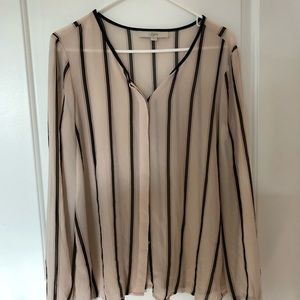 Woman’s sheer Stripped Loft  blouse L